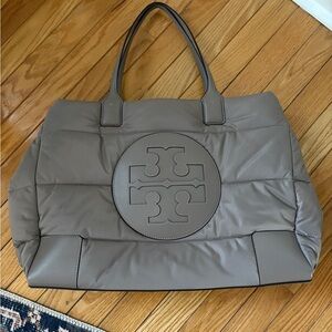 Tory Burch ELLA PUFFER TOTE BAG in Gray Heron